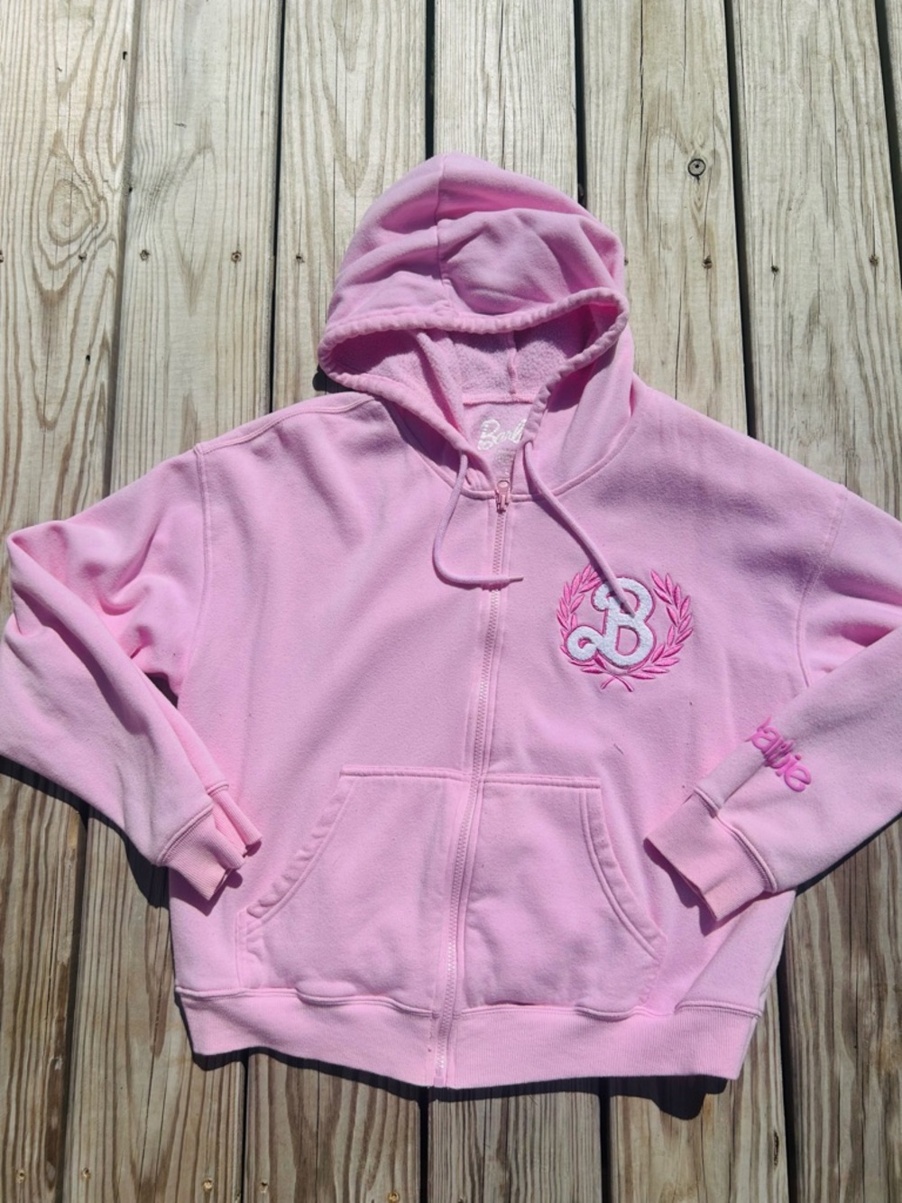 Barbie Malibu Club Hybrid Full Zip Hoodie Graphic Sweatshirt Womens Pink Large